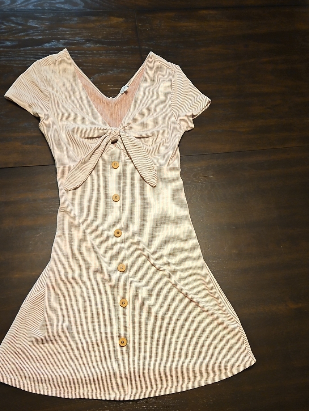 Pink Tie-Front Button Sundress